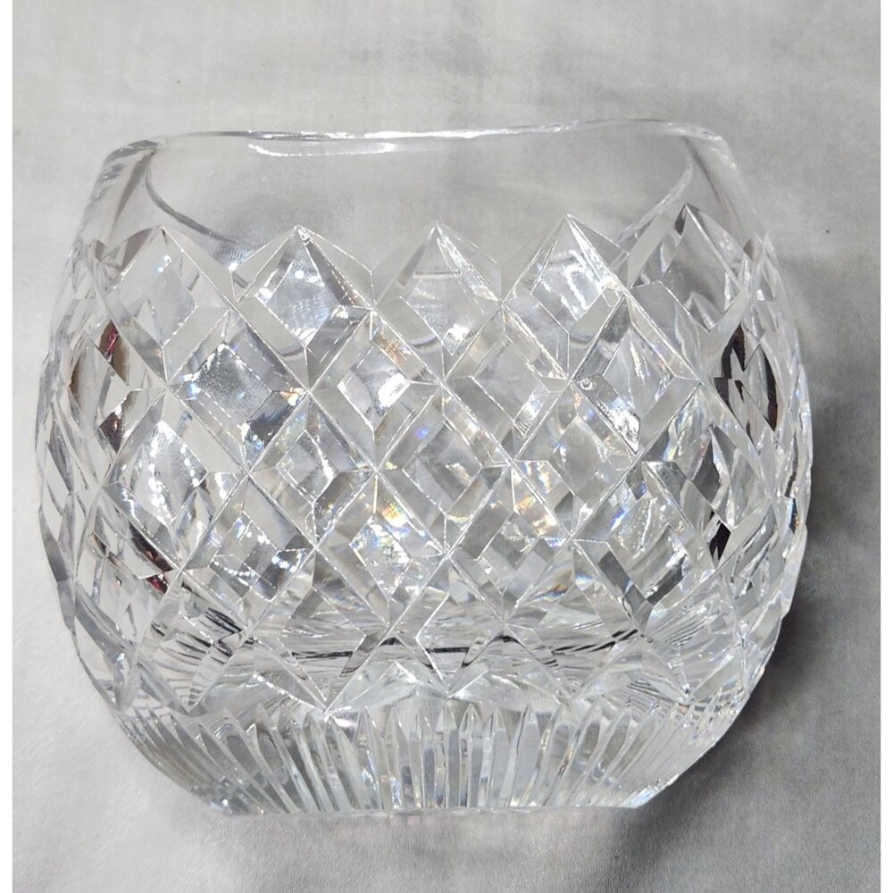 Waterford Crystal Oval Round Flower Vase 4.5" Comeragh Signed Ireland - Picture 2 of 12
